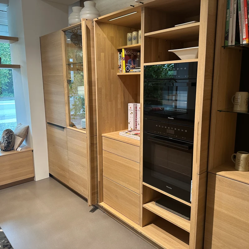 Küche Eiche Weiß Geölt Und Glas Schwarz Matt