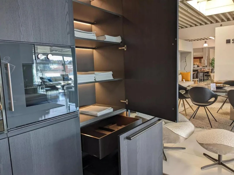 Küche Arclinea Convivium Holz Edelstahl NTF Black ASH Schwarz