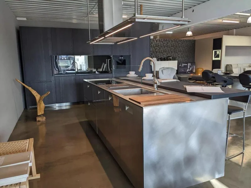 Küche Arclinea Convivium Holz Edelstahl NTF Black ASH Schwarz