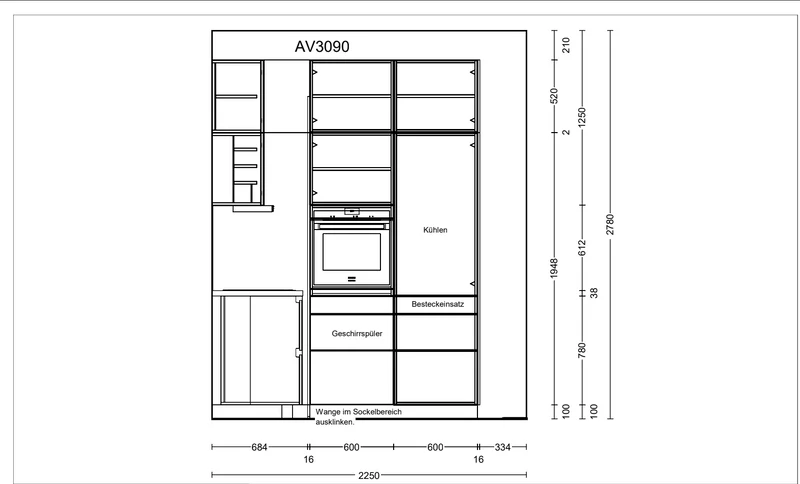 Küche AV3090 GL Sandgrau Metallic Grau