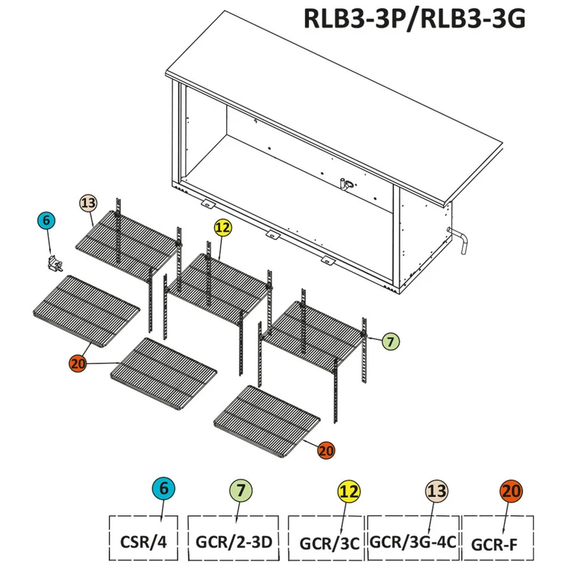 Verchromter Grill RLB2-… & rechts RLB3… - GCR/2-3D