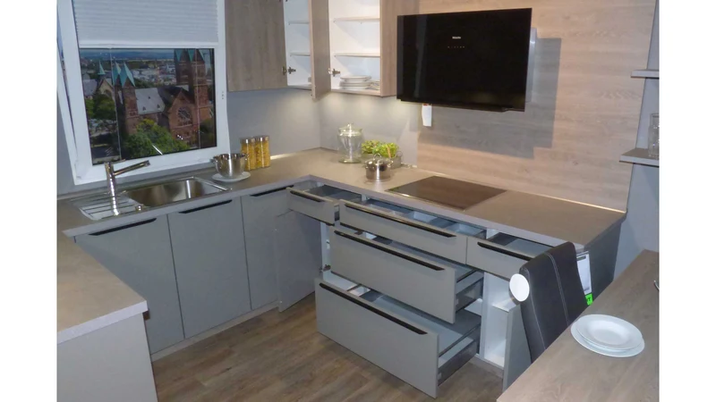 Küche Easytouch Lacklaminat Taupegrau