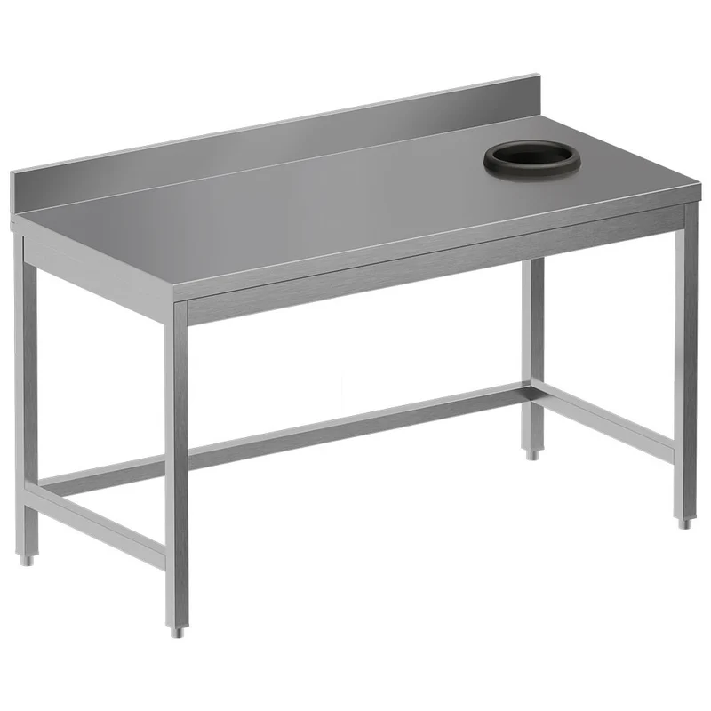 Abräumtisch mit Abfallloch + rückseitiger Aufkantung - TS1270D-ST6
