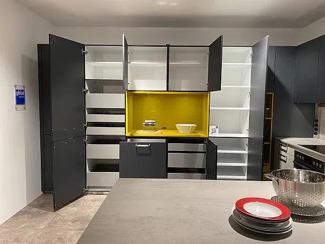 Einbauküche UGL Uni Gloss Kristallgrau Hochglanz