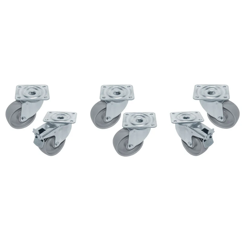 Set 6 Edelstahlräder, schwenkend, 2x Bremsen - RTG6-P9H