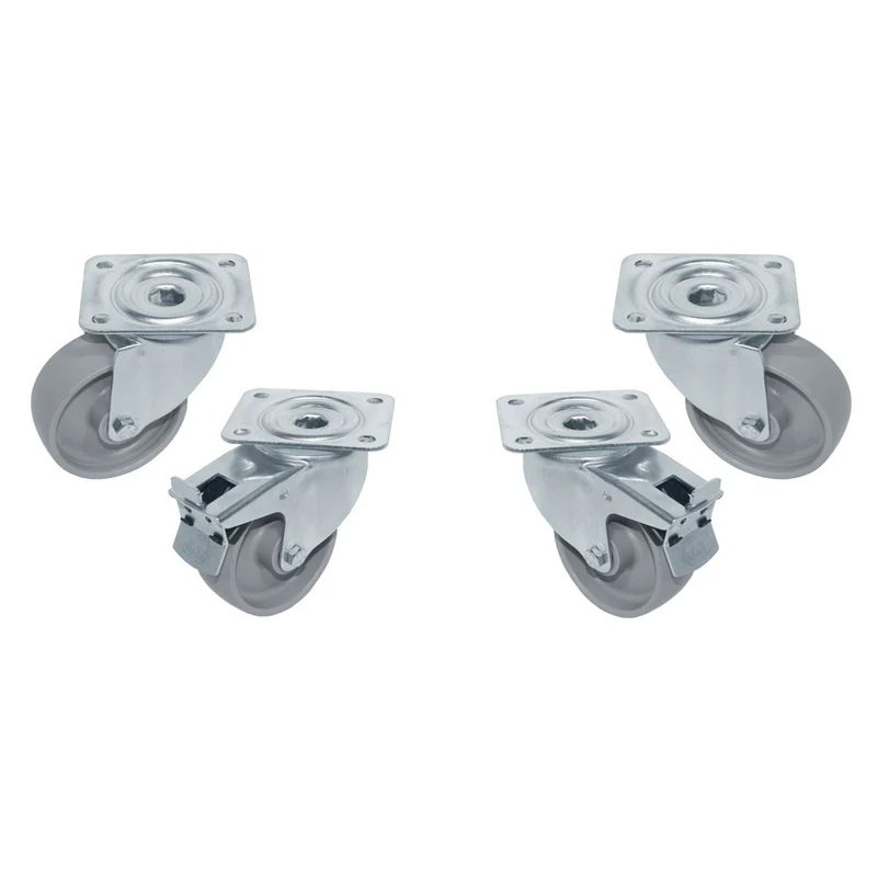 Set 4 Edelstahlrädern, schwenkend, 2x Bremsen - RTG4-P9H