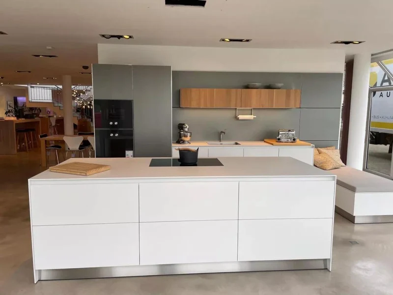 Küche b3 Monoblock 50 Nussbaum Weiß