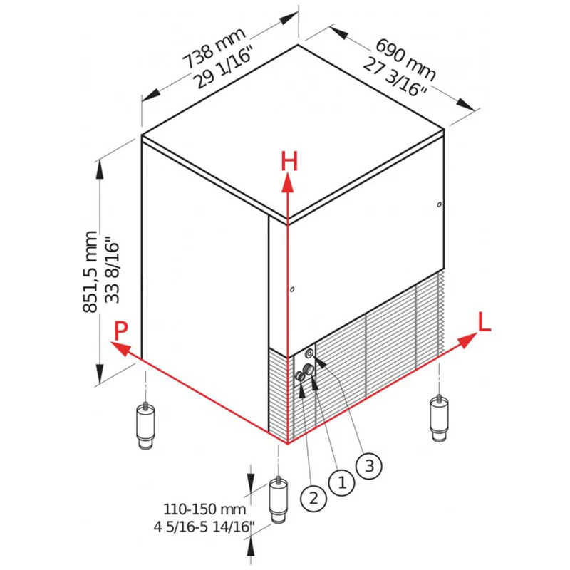 Eisbereiter PEBBLE ICE 142 kg, mit 40 kg-Vorratsbehälter – LUFT - PEB140/40A
