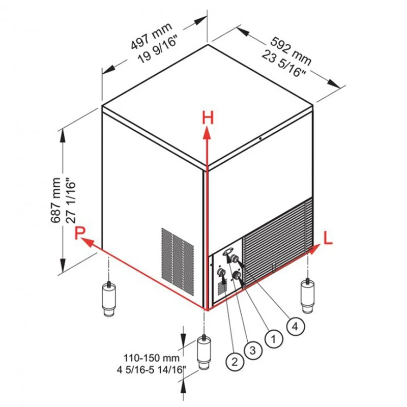 Eiswürfelbereiter CUBO ICE 38 kg, mit 16-kg-Vorratsbehälter – LUFT - CUB40/16A