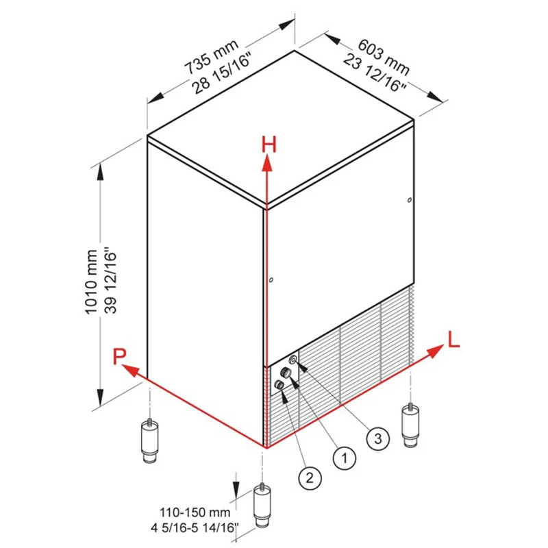 Eiswürfelbereiter CUBO ICE 95 kg, mit 55 kg, Vorratsbehälter – LUFT - CUB100/55A