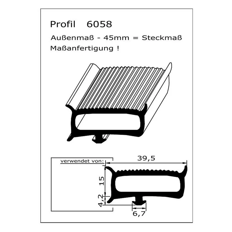 Profil ohne Magnet - Profil 6058 - auf Maß