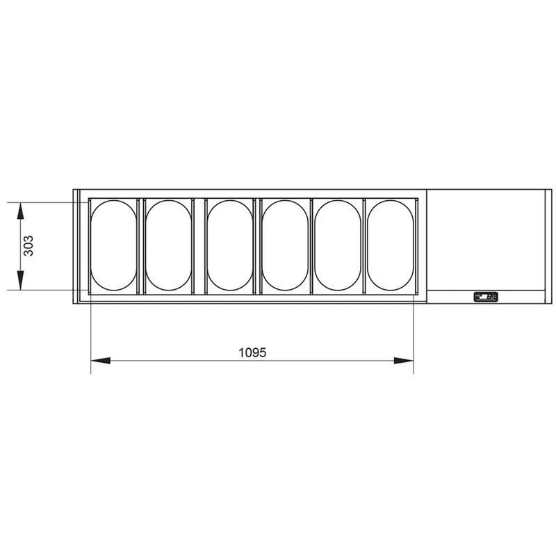 Kühlaufsatzvitrine für 6x GN 1/3 mit geradem Glasaufbau, 161 cm, SY160G/PP9