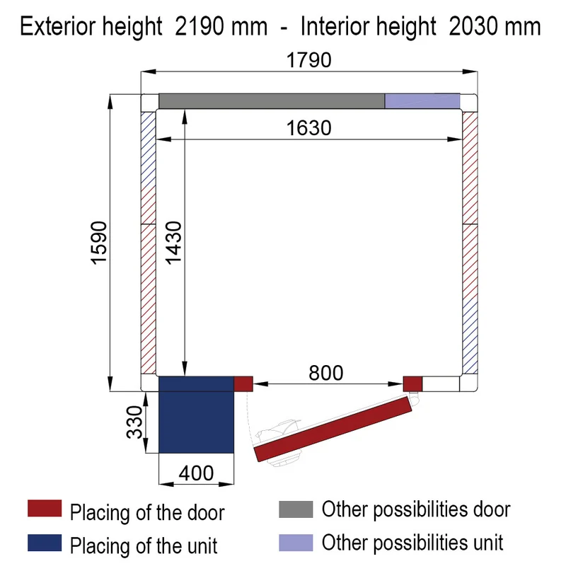 Tiefkühlzelle 4,7 m³ , steckerfertig mit Monoblock-Aggregat , 80 mm Isolierung, WR-Z1916-8T-R2
