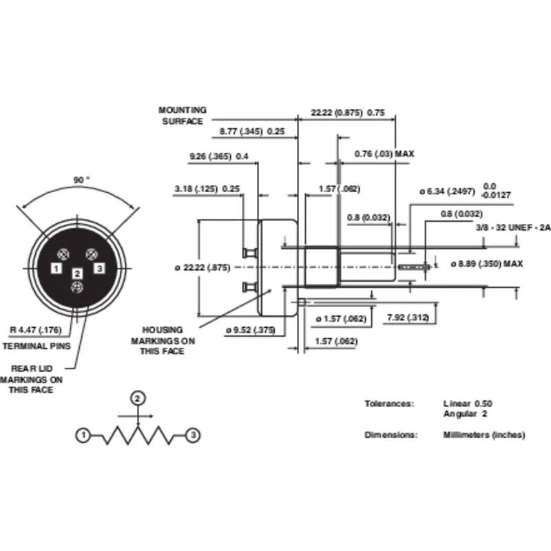 B-Ware Vishay Leitplastik-Potentiometer 357B0502MXB251S22 Mono 5kΩ 1W 1000V 360° 1 St.