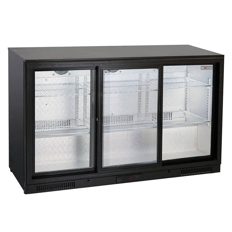 Gastro Barkühlschrank mit 3 Glasschiebetüren , 302 Liter , Umluftkühlung, WR-TAS3-E3