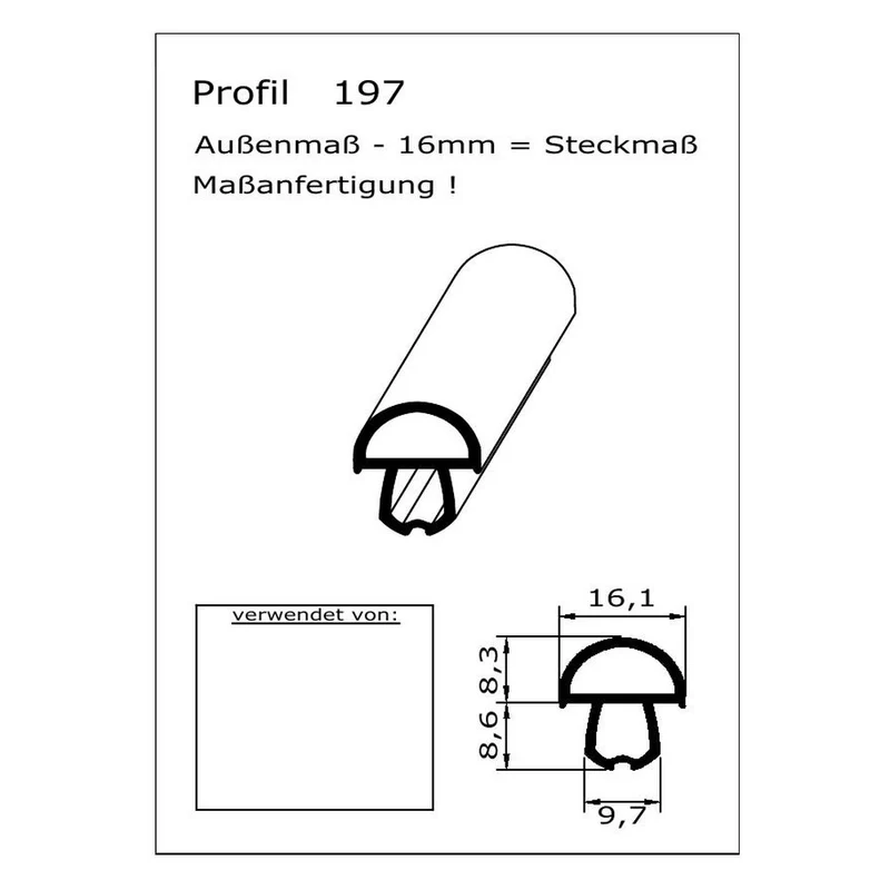 Profil ohne Magnet - Profil 197 - auf Maß