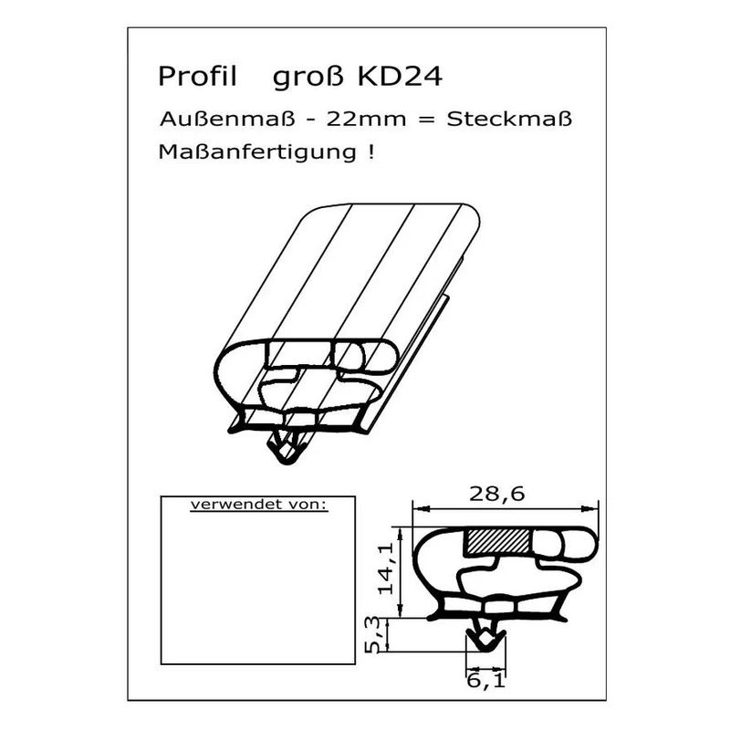 Magnetdichtung - Profil KD24 inkl. Magnetband - Länge: 2000mm