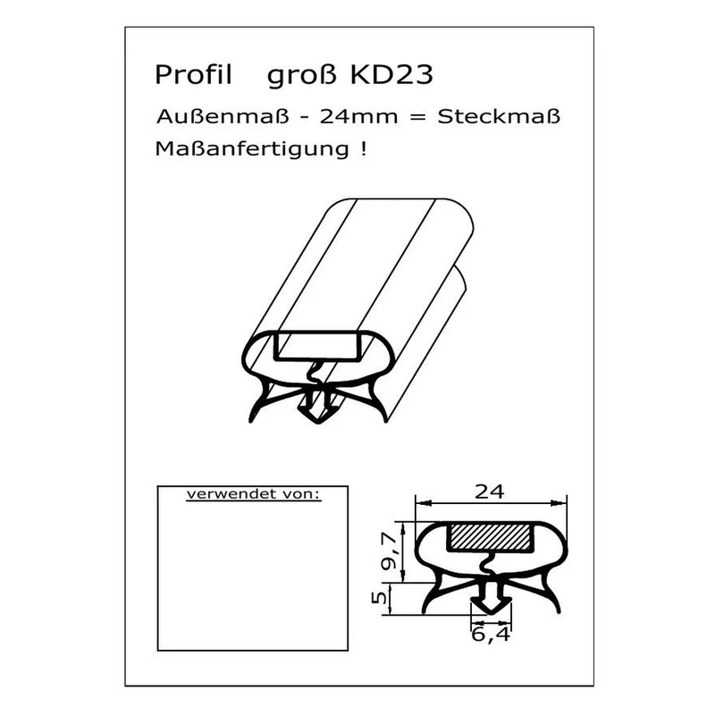 Magnetdichtung - Profil KD23 inkl. Magnetband - Länge: 2500mm