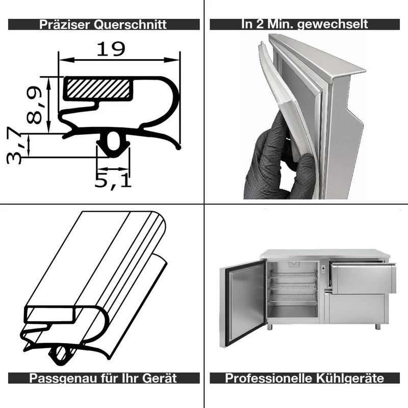 Magnetdichtung - Profil KD15 inkl. Magnetband - Länge: 2000mm