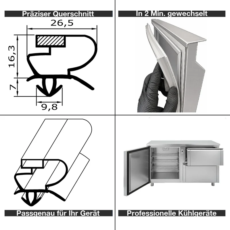 Magnetdichtung - Profil KD12 inkl. Magnetband - Länge: 2000mm