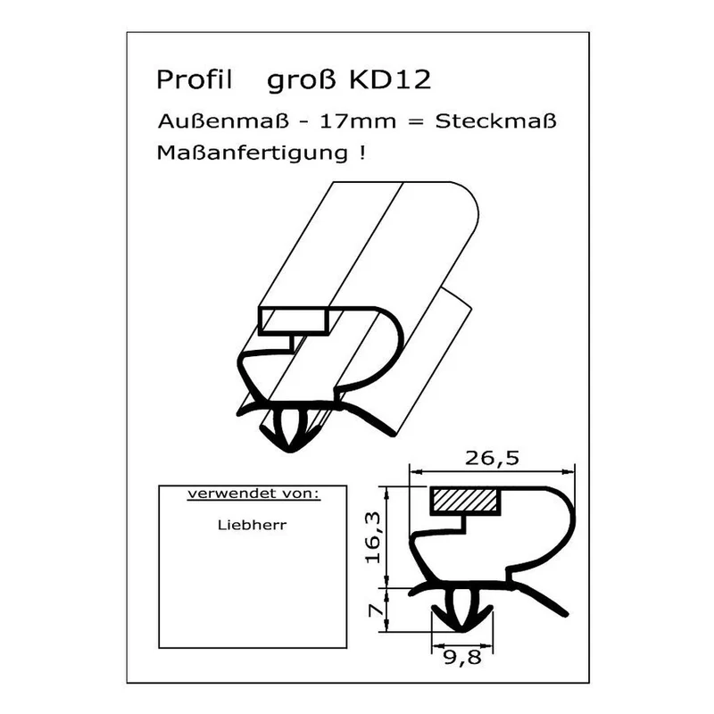 Magnetdichtung - Profil KD12 inkl. Magnetband - auf Maß