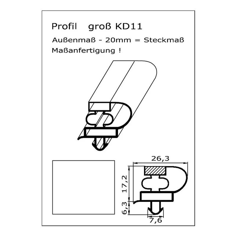 Magnetdichtung - Profil KD11 inkl. Magnetband - auf Maß