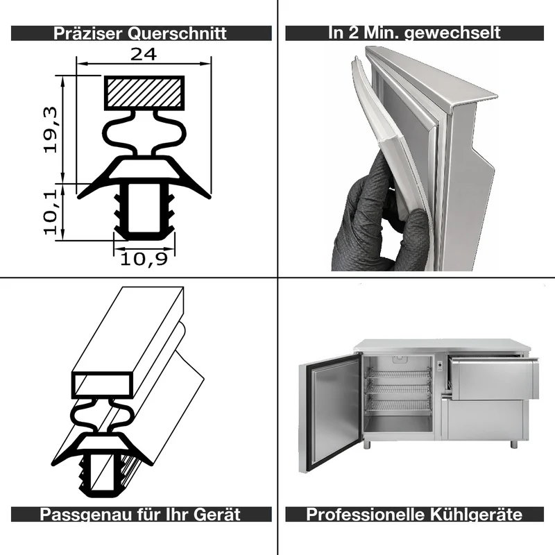 Magnetdichtung - Profil KD10 inkl. Magnetband - Länge: 2500mm