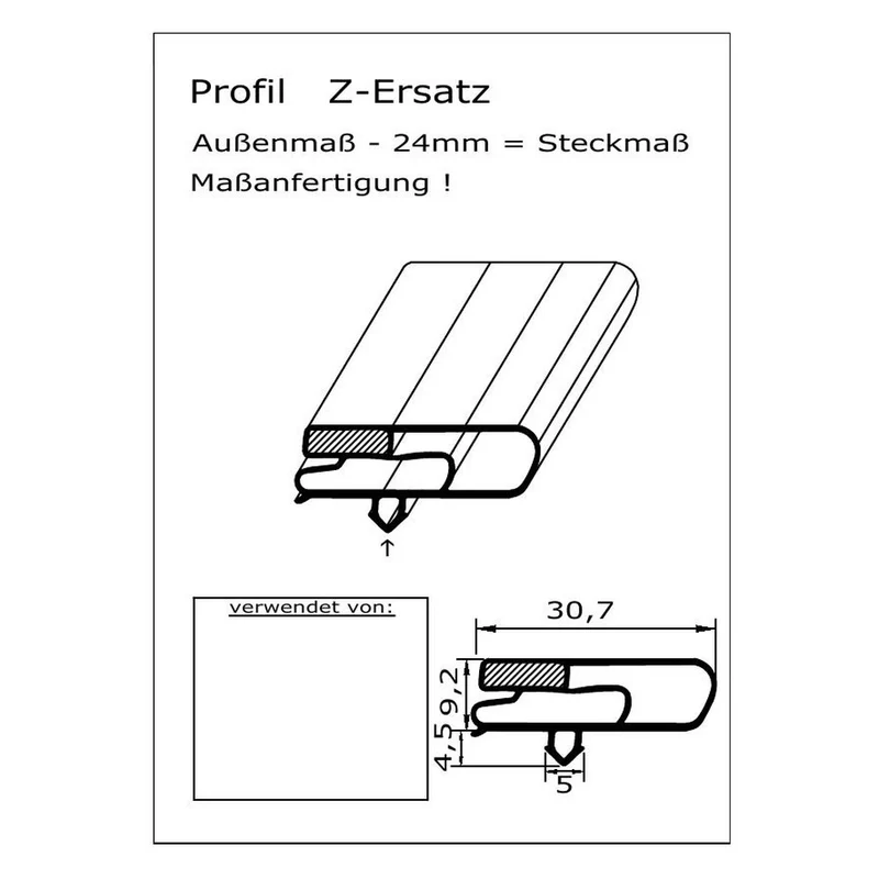 Magnetdichtung - Profil groß ZE inkl. Magnetband - auf Maß