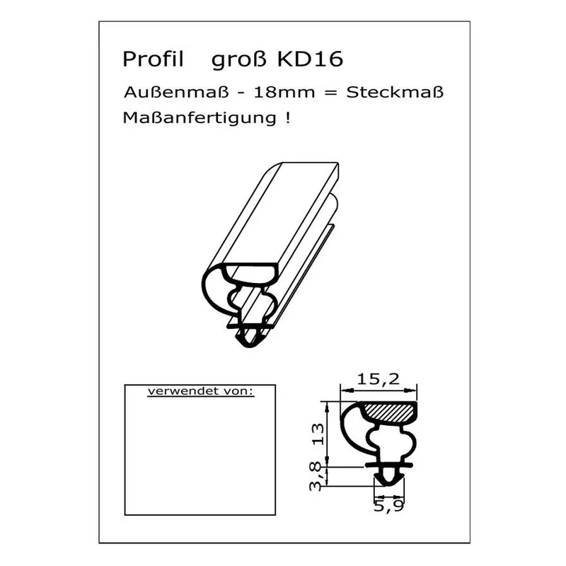 Magnetdichtung - Profil KD16 inkl. Magnetband - auf Maß