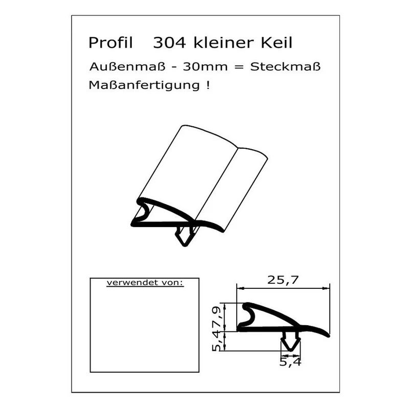 Profil ohne Magnet - Profil 304kl - auf Maß