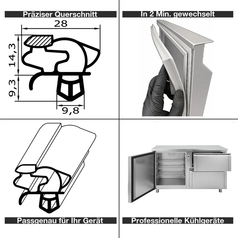 Magnetdichtung - Profil groß V inkl. Magnetband - Länge: 2000mm