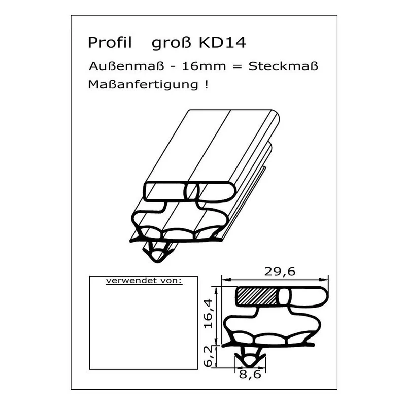 Magnetdichtung - Profil KD14 inkl. Magnetband - Länge: 2000mm