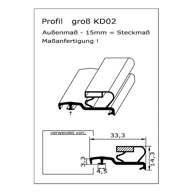Magnetdichtung - Profil KD02 inkl. Magnetband - auf Maß
