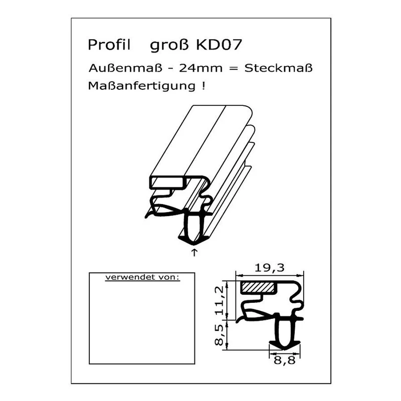 Magnetdichtung - Profil KD07 inkl. Magnetband - auf Maß