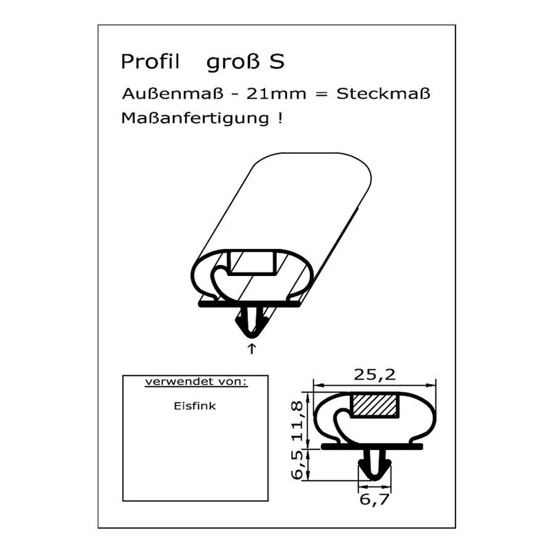 Magnetdichtung - Profil groß S inkl. Magnetband - Länge: 2000mm