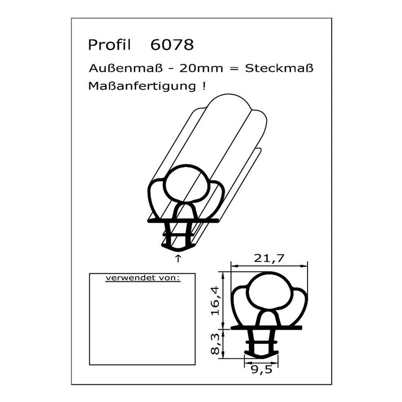 Profil ohne Magnet - Profil 6078 - auf Maß