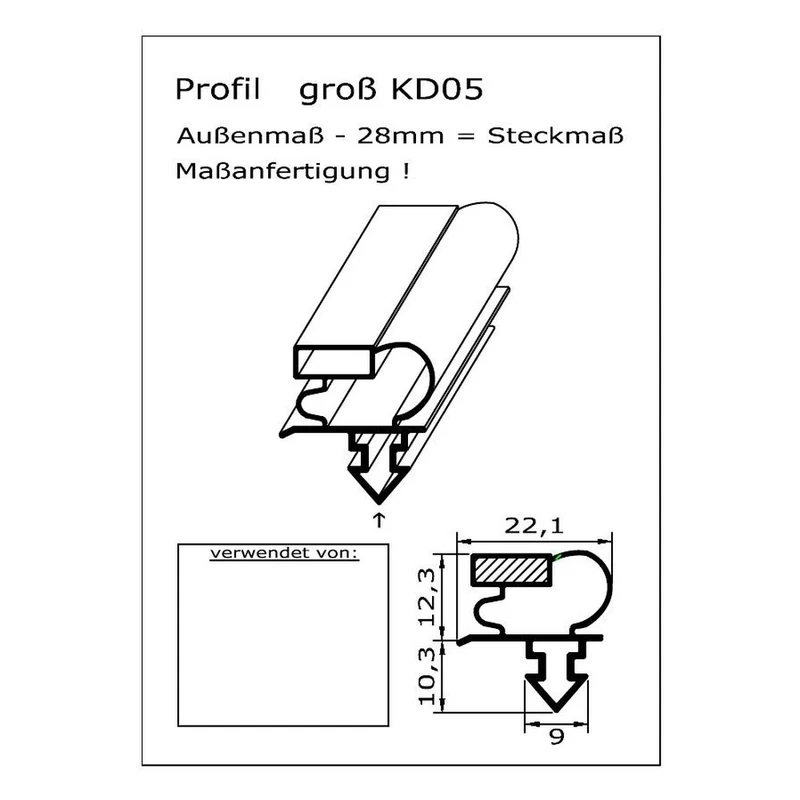 Magnetdichtung - Profil KD05 inkl. Magnetband - auf Maß