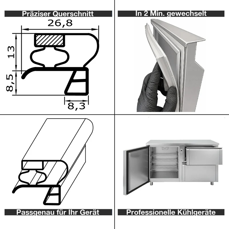 Magnetdichtung - Profil groß B inkl. Magnetband - Länge: 2000mm