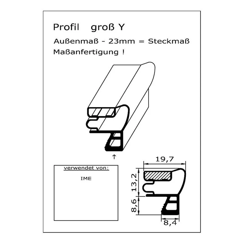 Magnetdichtung - Profil groß Y inkl. Magnetband - auf Maß