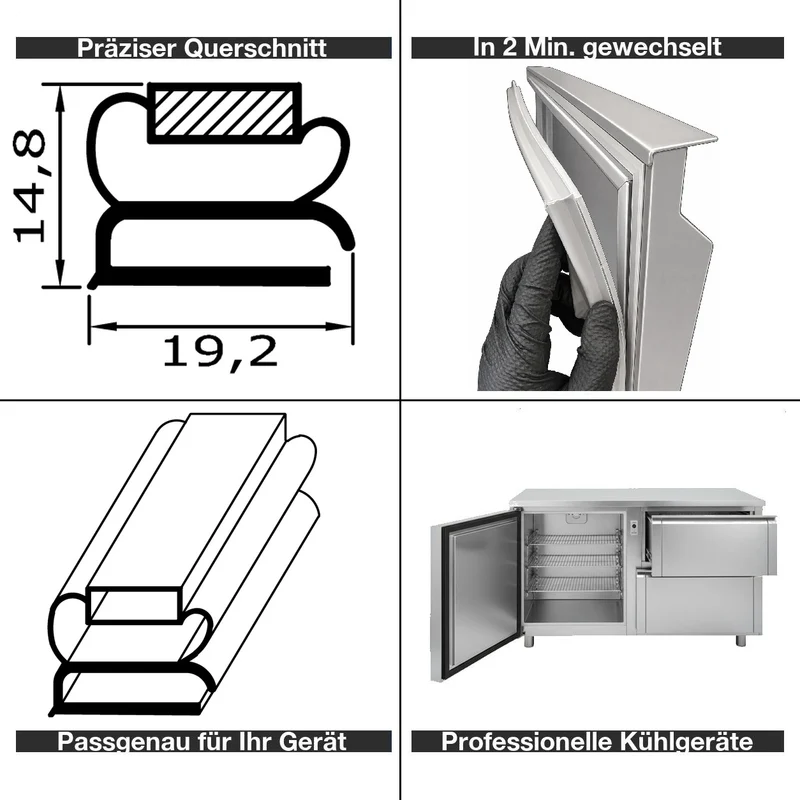 Magnetdichtung - Profil klein h inkl. Magnetband - Länge: 2000mm