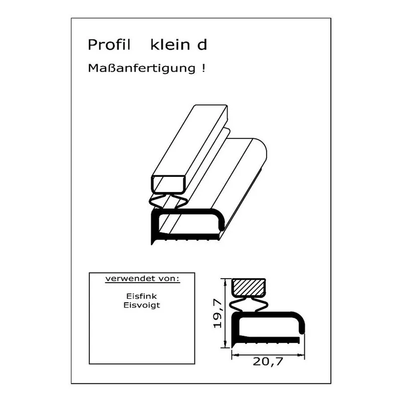 Magnetdichtung - Profil klein d inkl. Magnetband - Länge: 2000mm