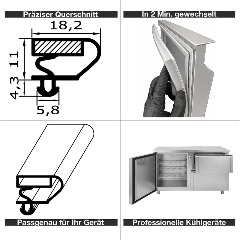 Magnetdichtung - Profil groß G inkl. Magnetband - Länge: 2000mm