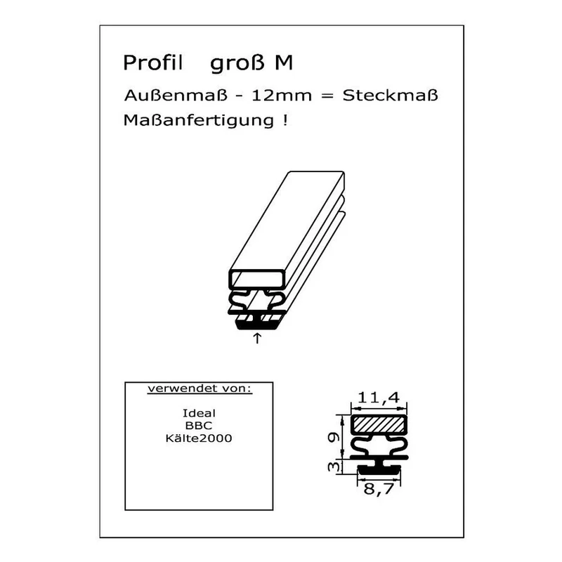 Magnetdichtung - Profil groß M inkl. Magnetband - Länge: 2000mm