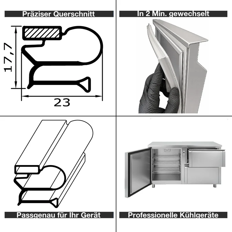 Magnetdichtung - Profil klein l inkl. Magnetband - Länge: 2000mm