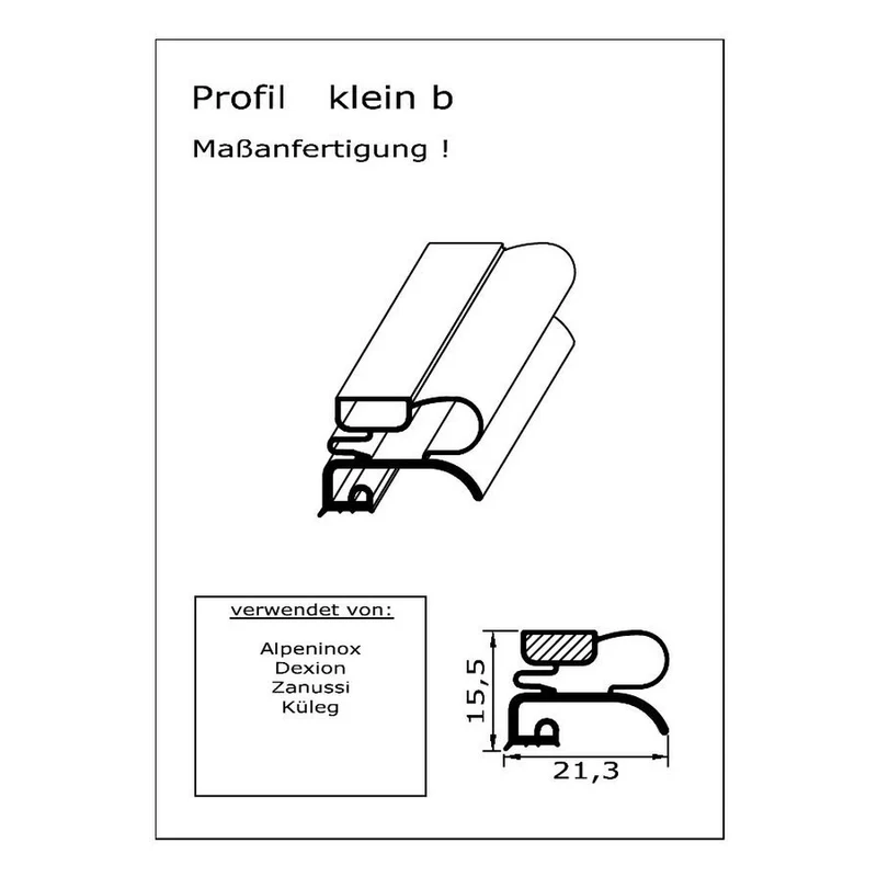 Magnetdichtung - Profil klein b inkl. Magnetband - auf Maß