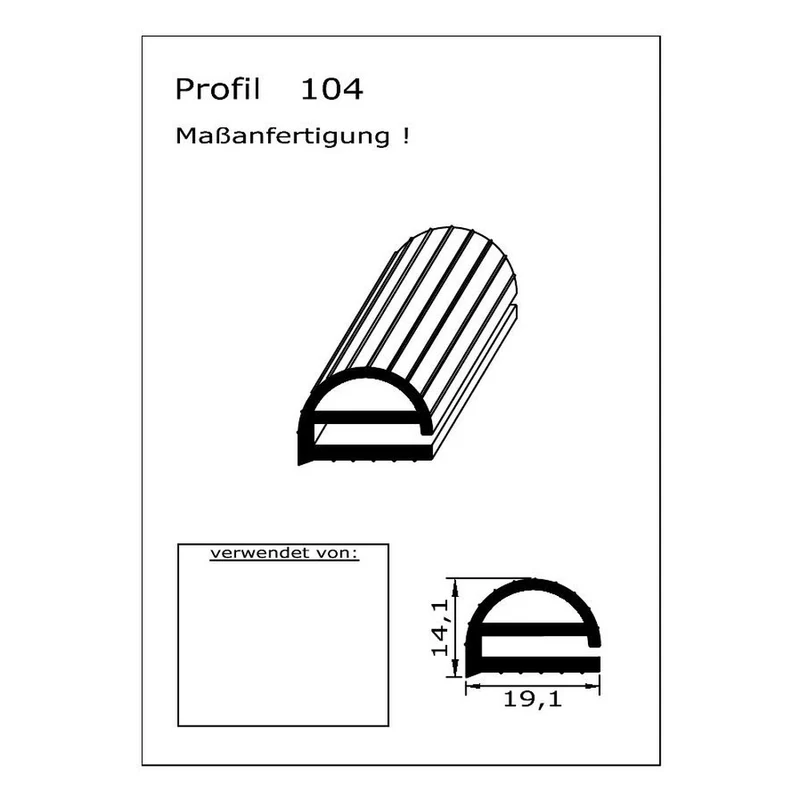 Profil ohne Magnet - Profil 104 - Länge: 2500mm