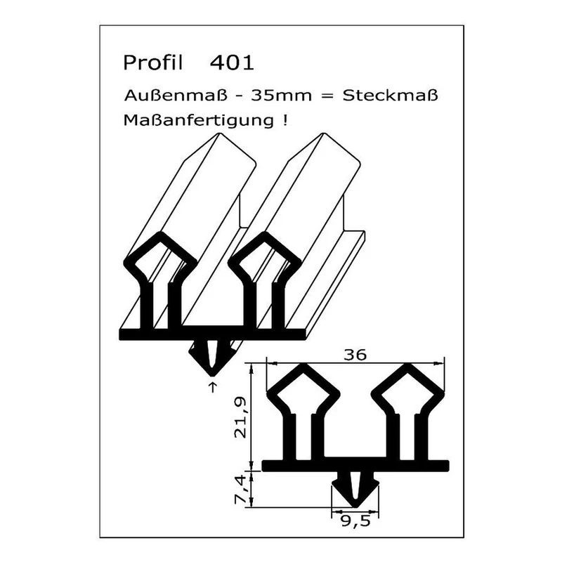 Profil ohne Magnet - Profil 401 - auf Maß
