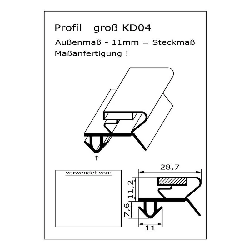 Magnetdichtung - Profil KD04 inkl. Magnetband - auf Maß