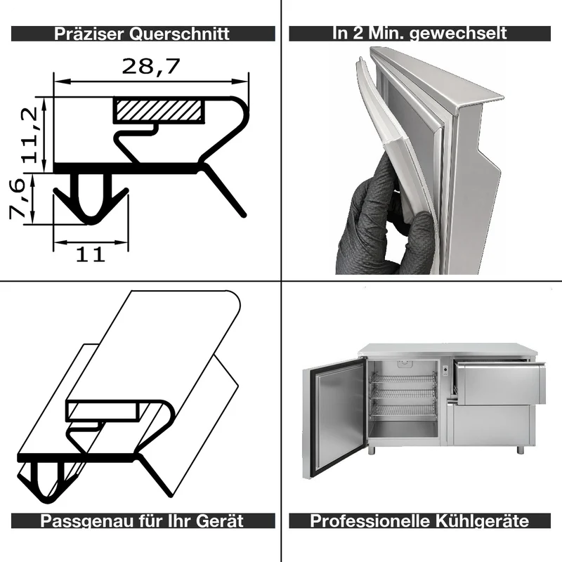Magnetdichtung - Profil KD04 inkl. Magnetband - Länge: 2000mm