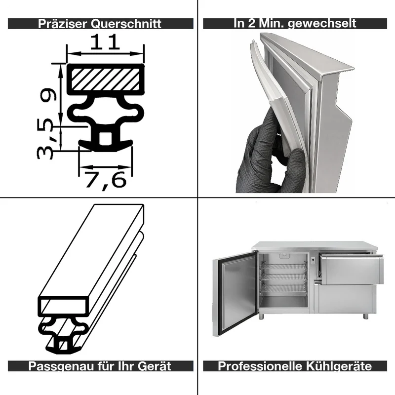 Magnetdichtung - Profil groß N inkl. Magnetband - Länge: 2000mm